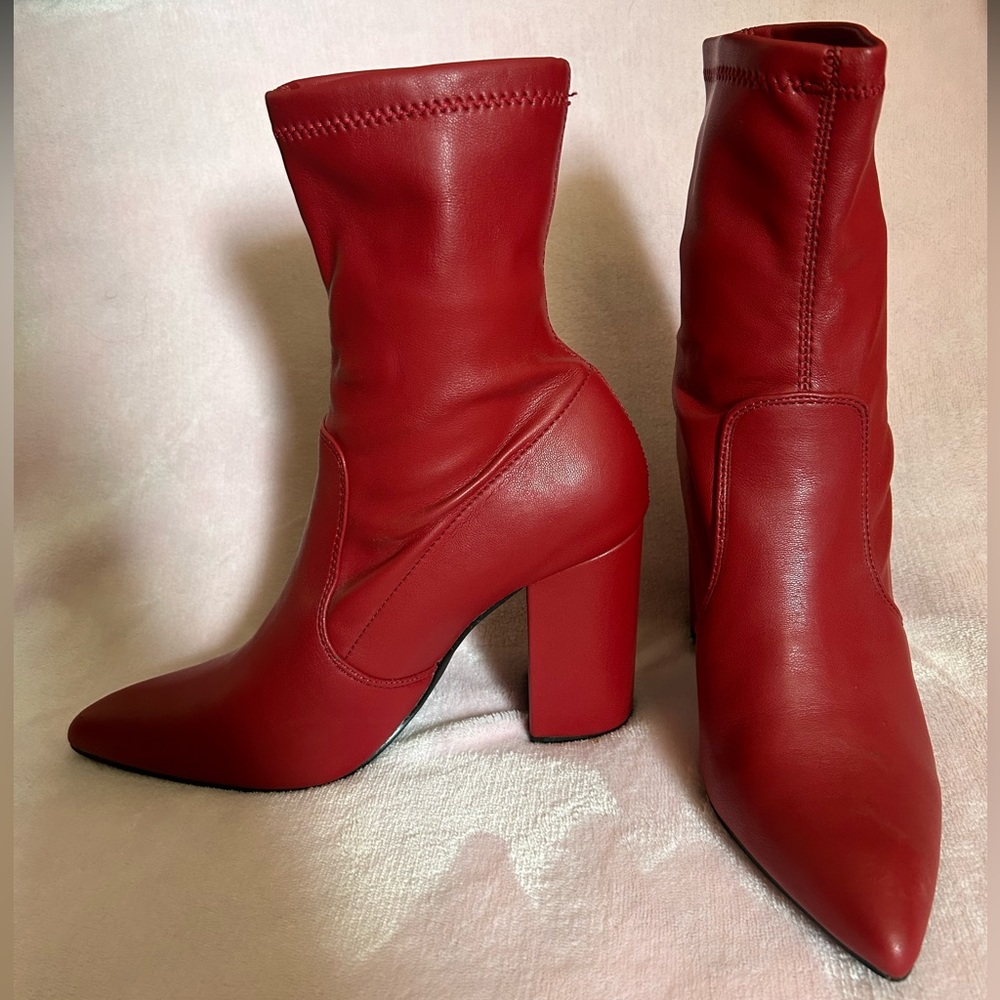 Red leather bootie